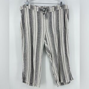 Dash Linen Blend Striped 4 Pocket Pull-On Pants, Elastic Waist, Women's 1X